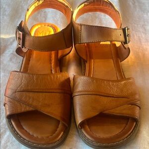 Miz Mooz Caramel Color Leather  Sandals with Buckle Size 40 / US 9